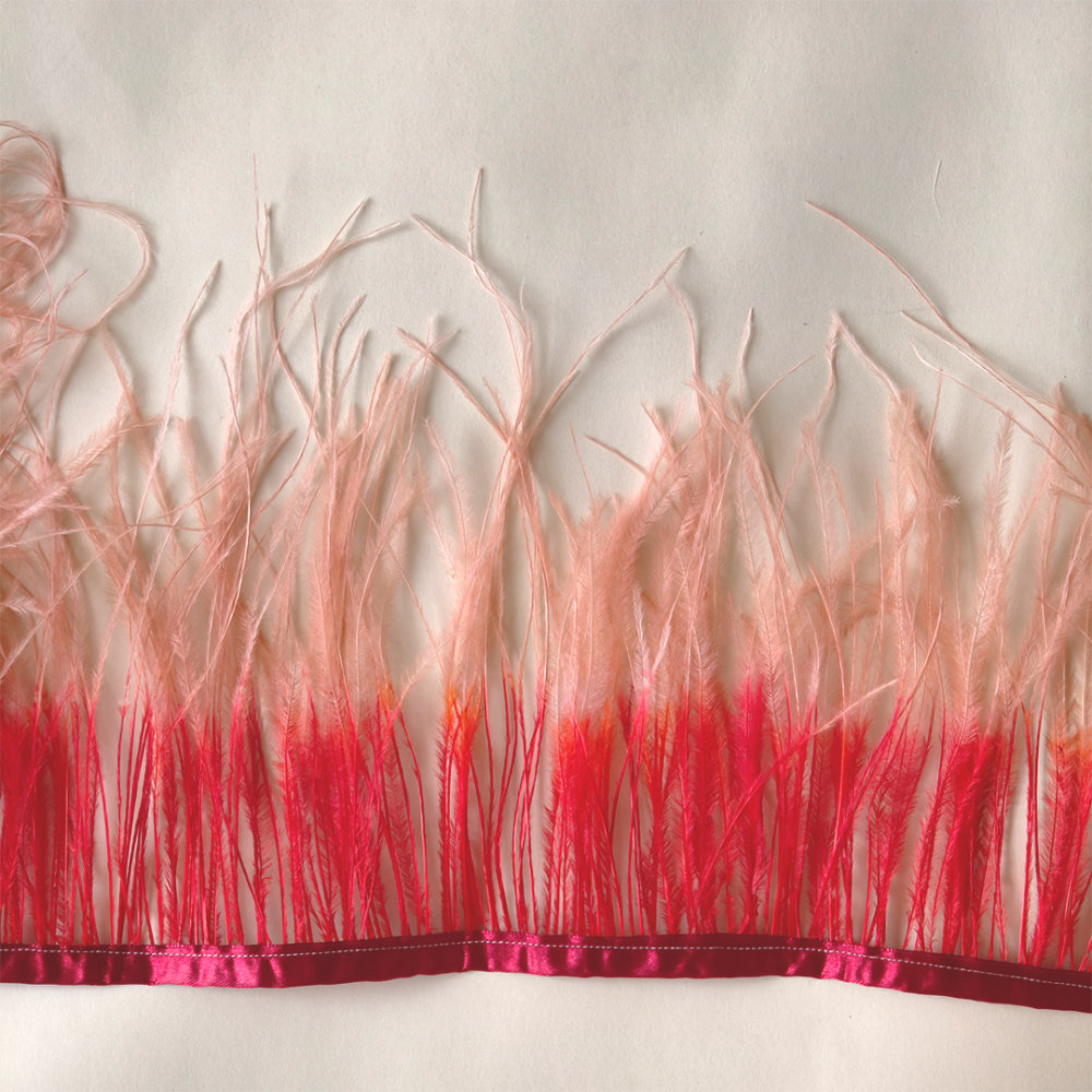 RL-OS02 Two-Tone Dip-Dyed Ostrich Feather Fringe Trim for Haute Couture Millinery One Meter