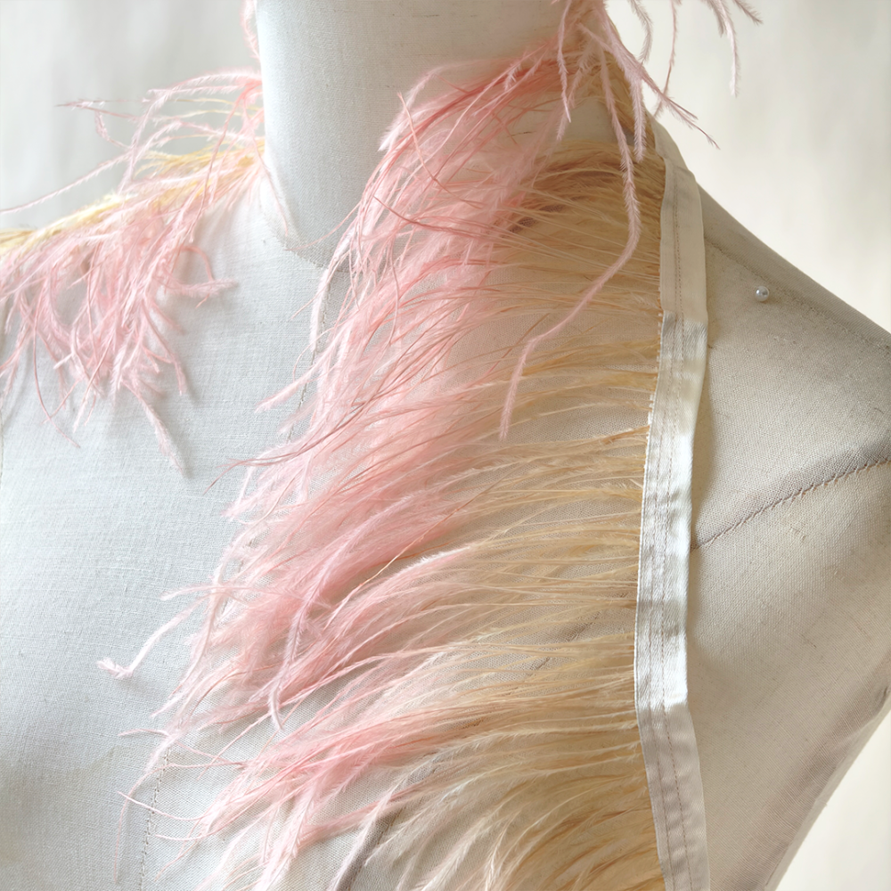 RL-OS02 Two-Tone Dip-Dyed Ostrich Feather Fringe Trim for Haute Couture Millinery One Meter