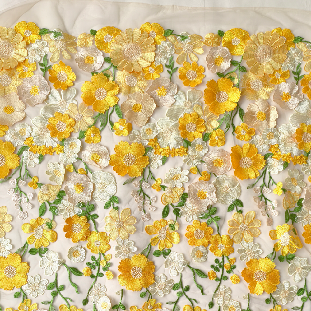 SFB1692 Gradient 3D Floral Tulle Fabric for Couture Gowns & Millinery Trims