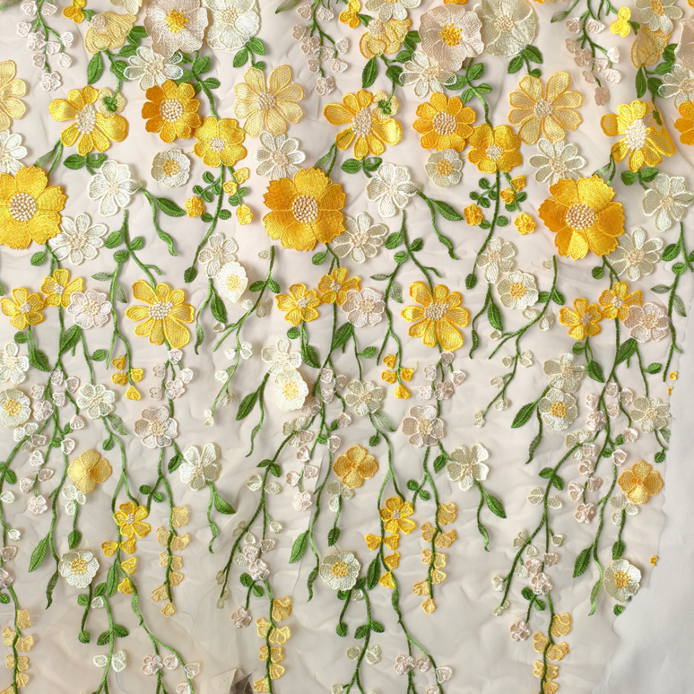SFB1692 Gradient 3D Floral Tulle Fabric for Couture Gowns & Millinery Trims