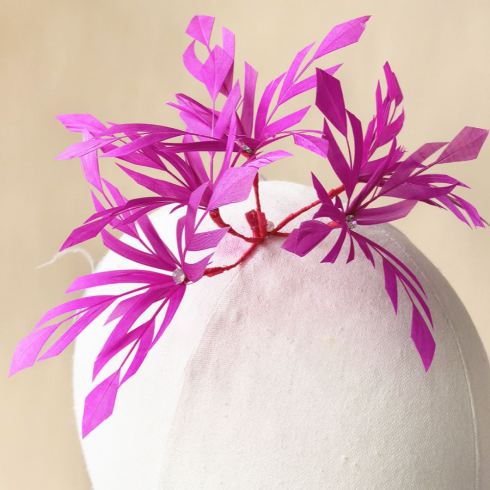 RM1733 Hand-Cut Chevron Goose Feather Flower Spray for Couture Millinery