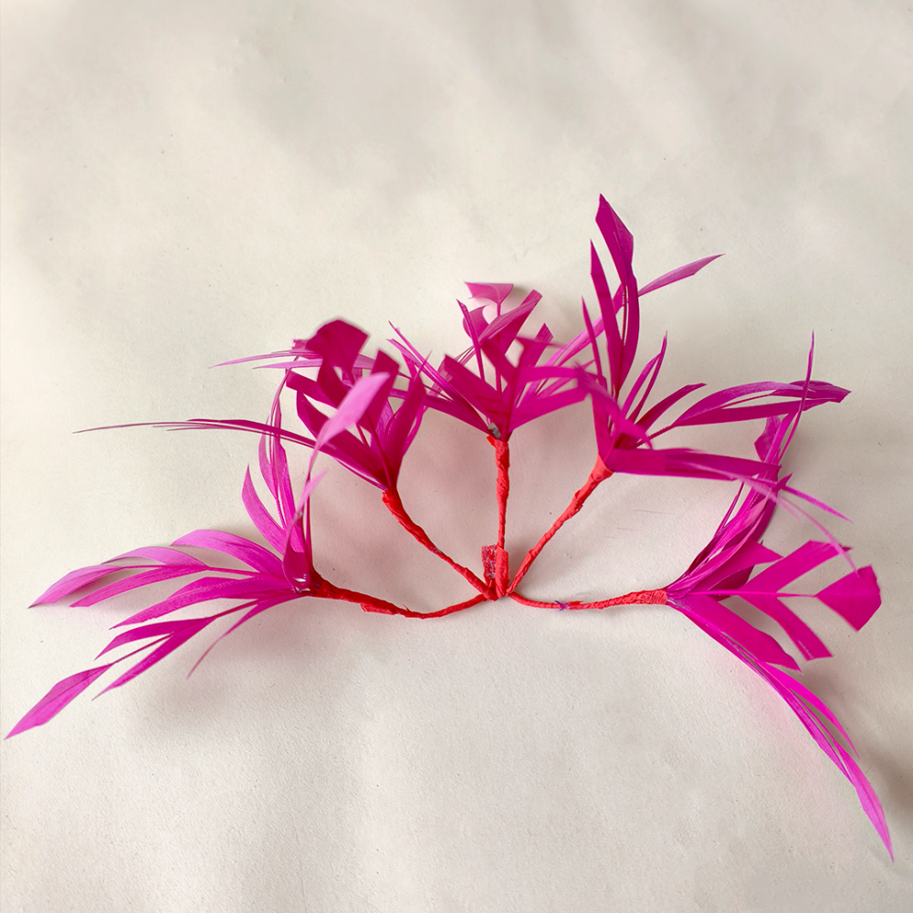 RM1733 Hand-Cut Chevron Goose Feather Flower Spray for Couture Millinery