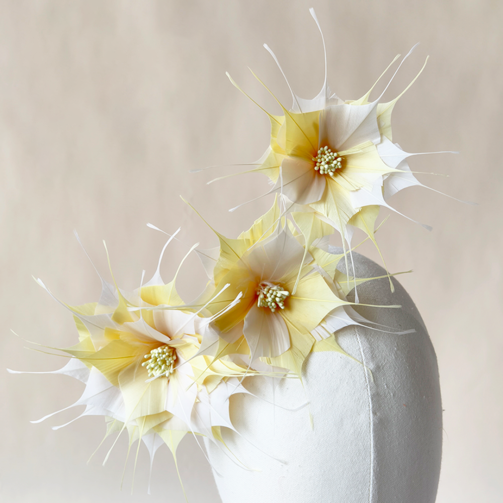 RM1734 Hand-Trimmed Goose Feather Trio Spray for Race Day & Social Season Millinery