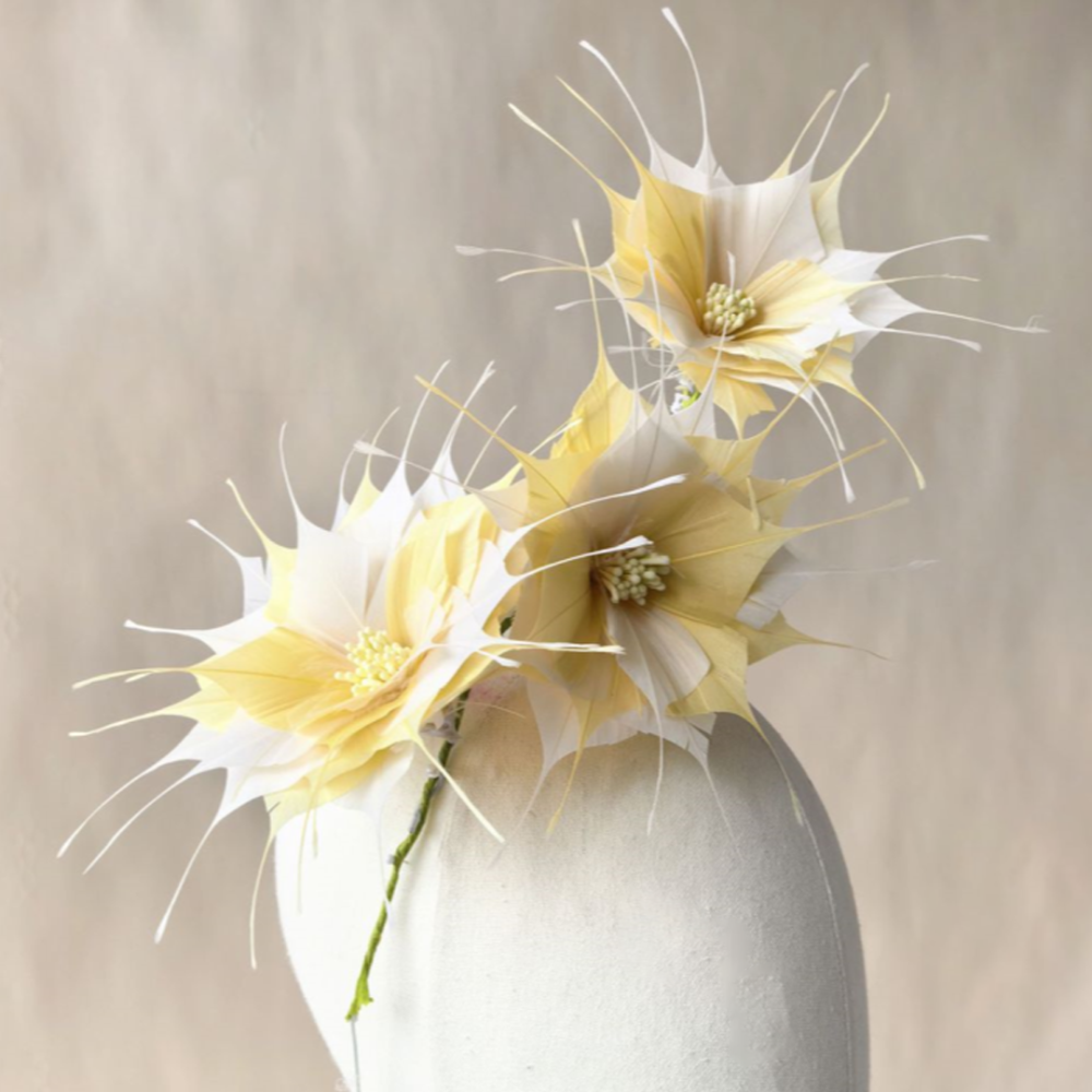 RM1734 Hand-Trimmed Goose Feather Trio Spray for Race Day & Social Season Millinery