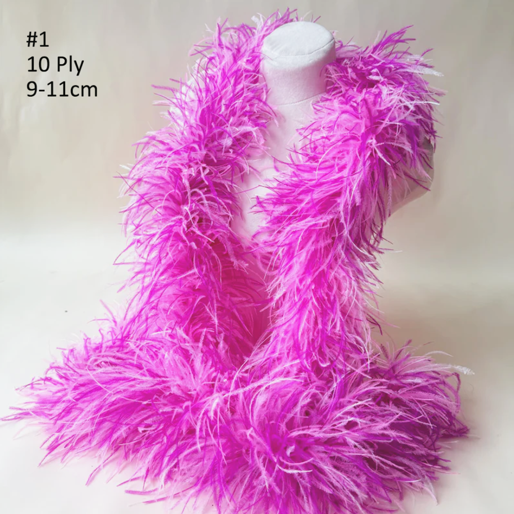 FEA1038 10-Ply 9-11cm Ostrich Feather Boa for Carnival Derby Gala Couture