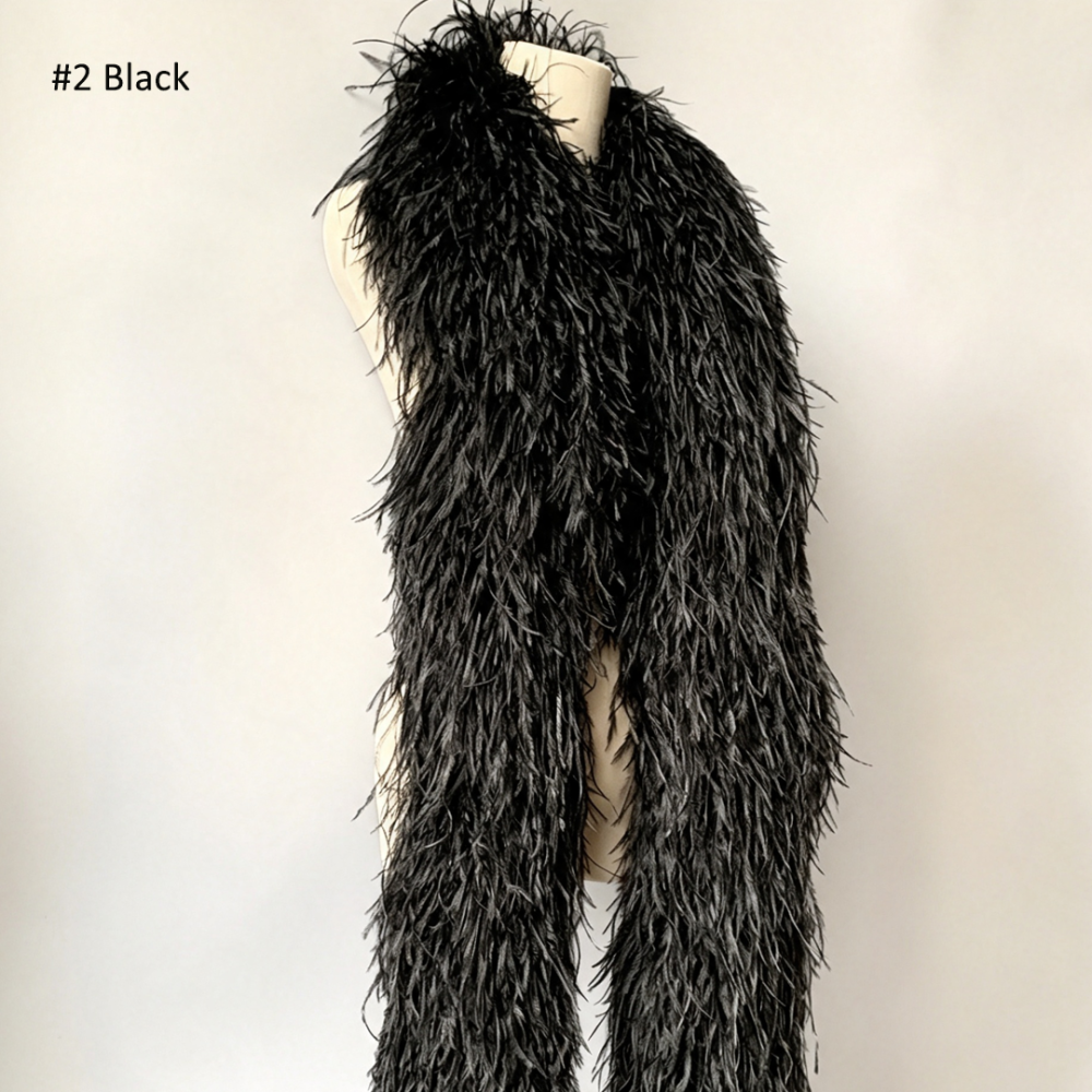 FEA1038 10-Ply 15-18cm Solid Ostrich Feather Boa for Spring Carnival Derby Gala Couture One Piece