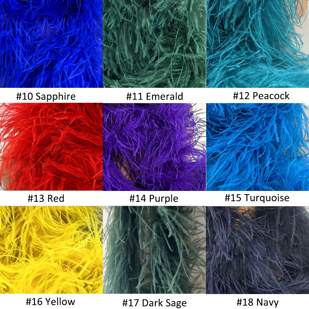 FEA1038 10-Ply 15-18cm Solid Ostrich Feather Boa for Spring Carnival Derby Gala Couture One Piece