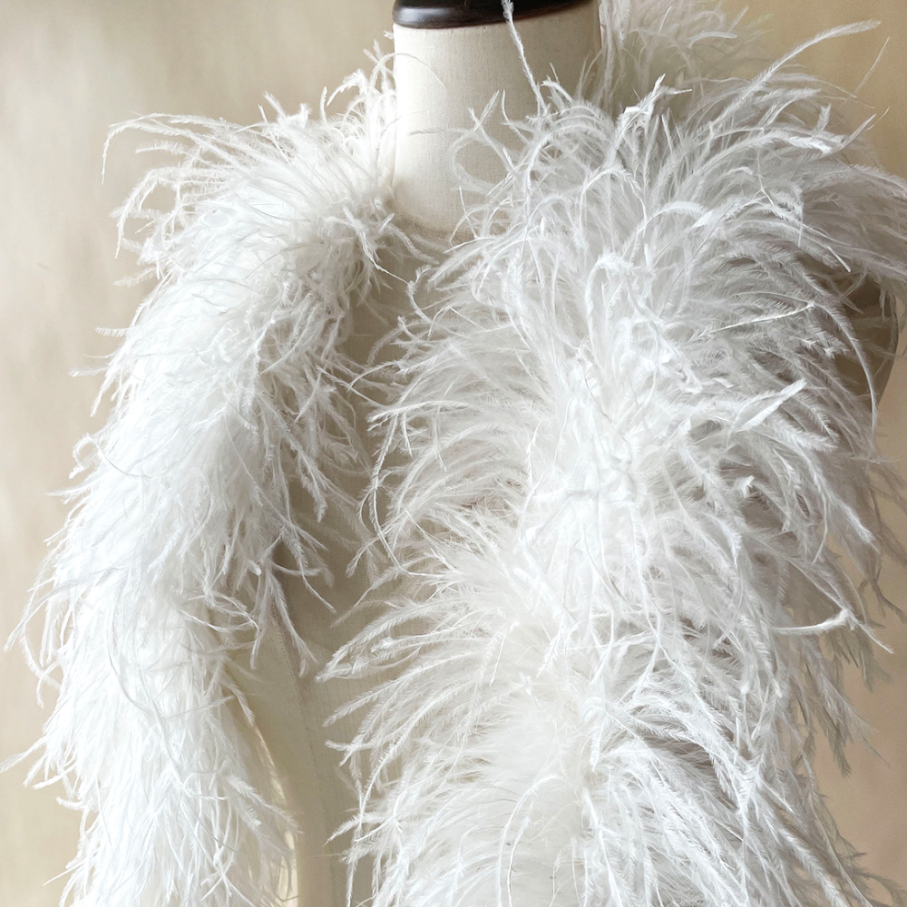 FEA1038 10-Ply 15-18cm Solid Ostrich Feather Boa for Spring Carnival Derby Gala Couture One Piece