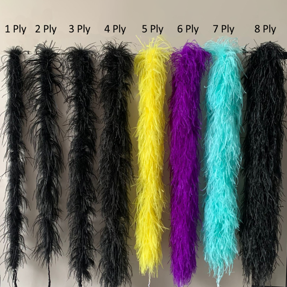 FEA1037 13-15cm Hand-Selected Ostrich Feather Boa Multi-Ply for Couture