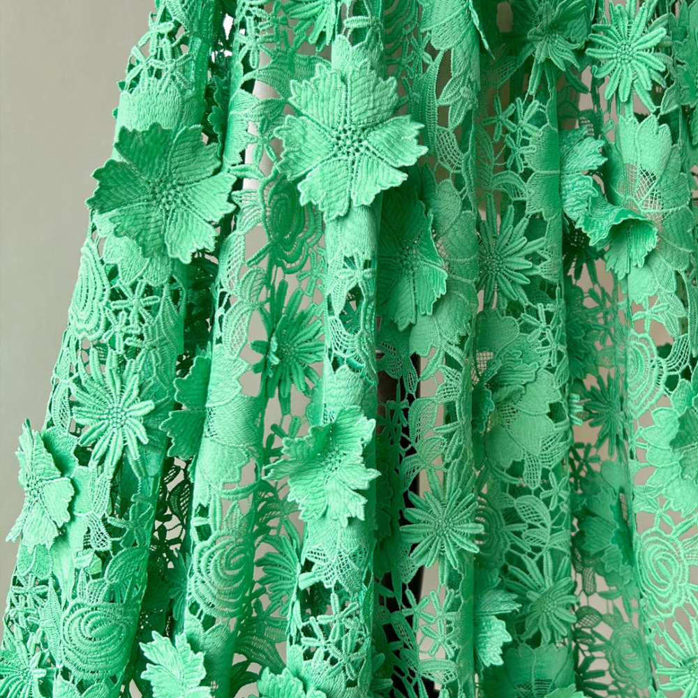 SFB3032 3D Floral Cutout Embroidered Lace Fabric for Racing & Bridal Millinery 0.5 Yard