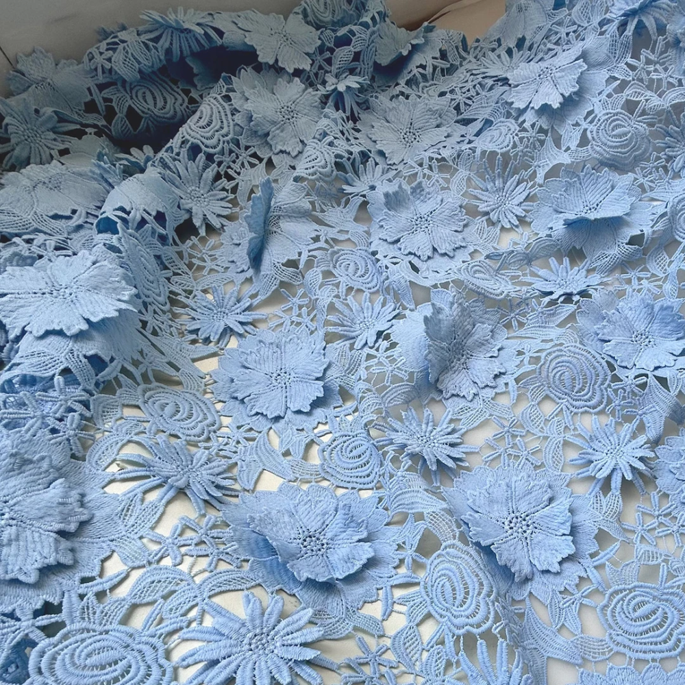 SFB3032 3D Floral Cutout Embroidered Lace Fabric for Racing & Bridal Millinery 0.5 Yard