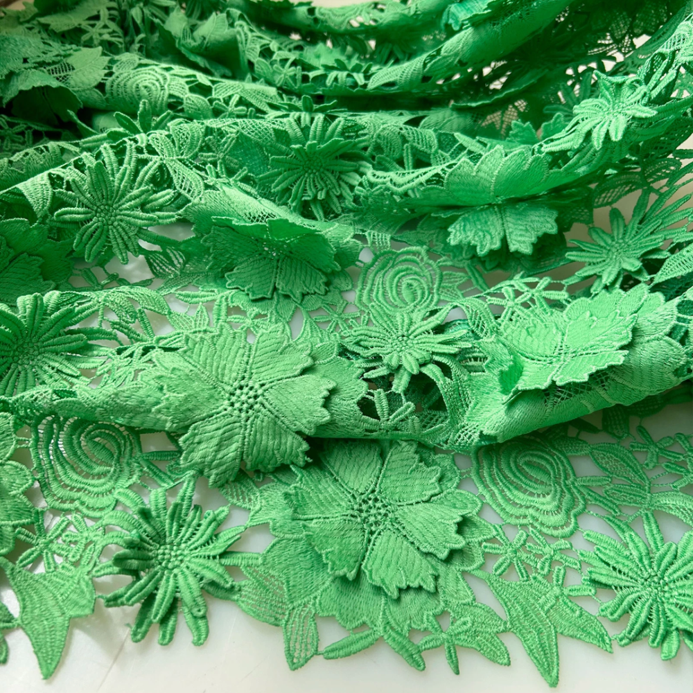 SFB3032 3D Floral Cutout Embroidered Lace Fabric for Racing & Bridal Millinery 0.5 Yard