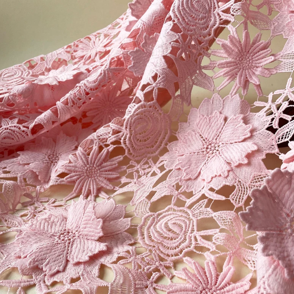 SFB3032 3D Floral Cutout Embroidered Lace Fabric for Racing & Bridal Millinery 0.5 Yard