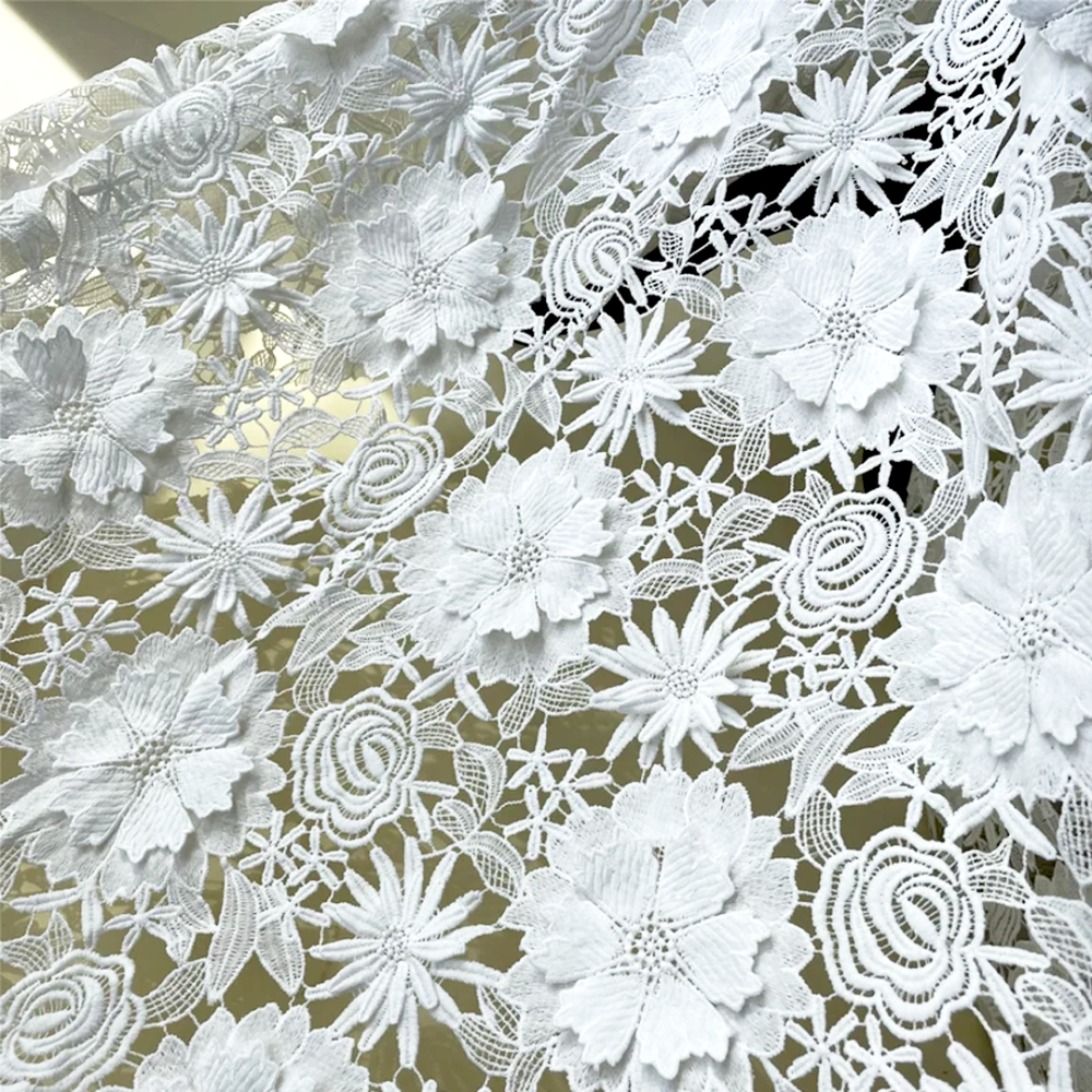 SFB3032 3D Floral Cutout Embroidered Lace Fabric for Racing & Bridal Millinery 0.5 Yard