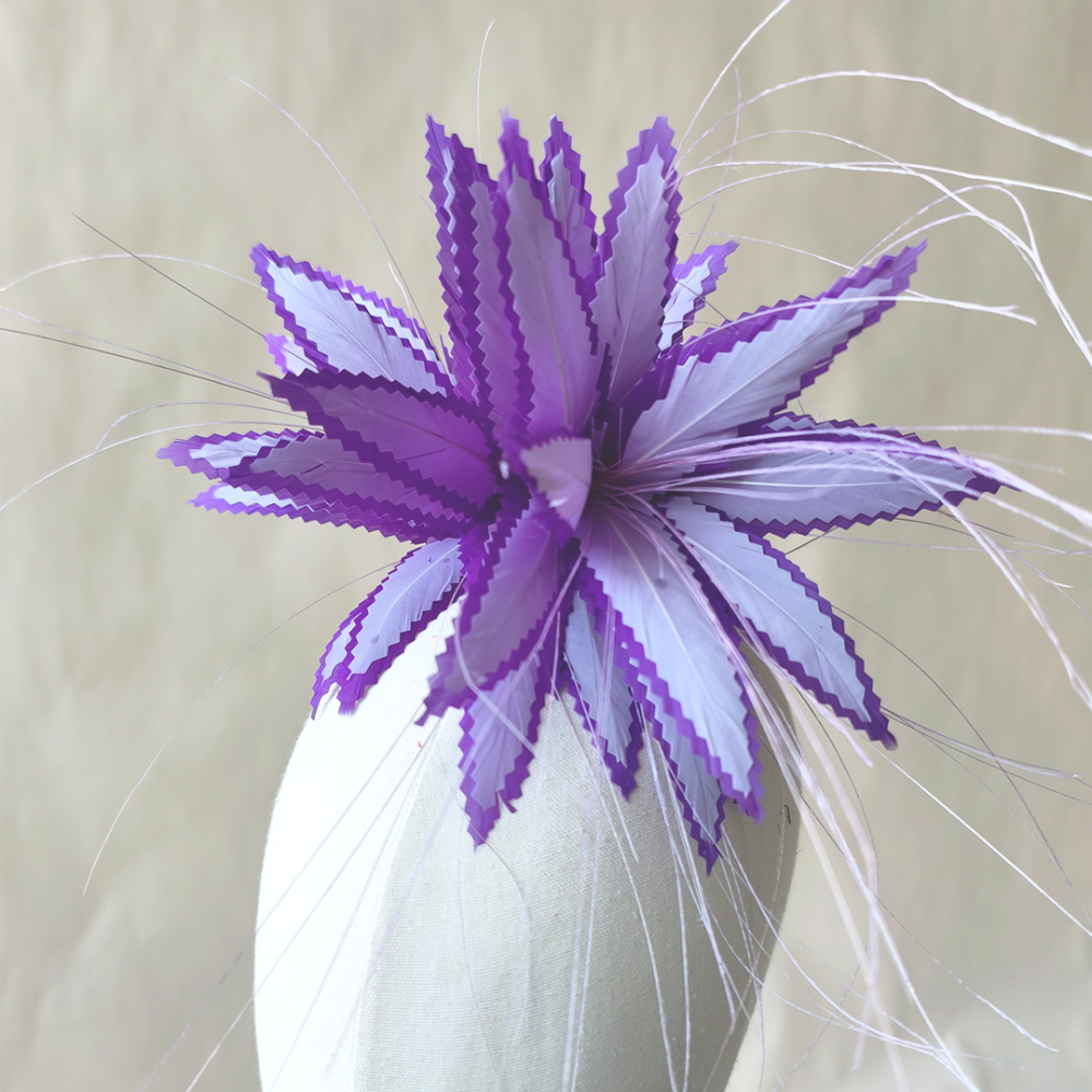 RM1404 Feather Mount Serrated Double-layered Goose Feather Millinery Fascinators Hat Handcraft Headress for Millinery & Couture Hats – 80+ Colours | No MOQ