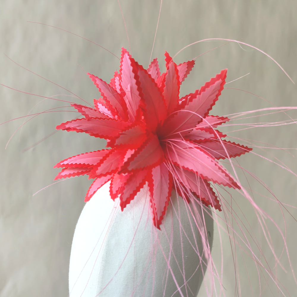 RM1404 Feather Mount Serrated Double-layered Goose Feather Millinery Fascinators Hat Handcraft Headress for Millinery & Couture Hats – 80+ Colours | No MOQ