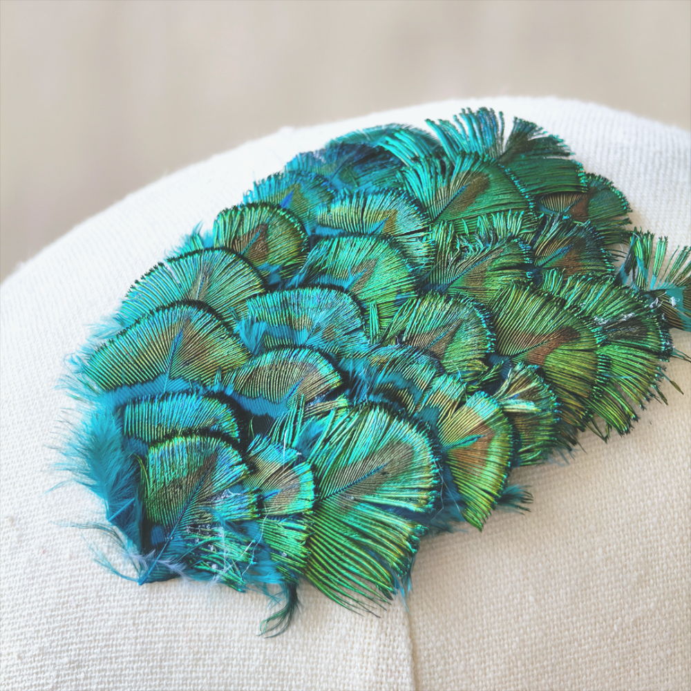 RL-PPL Natural Peacock Feather Pad For Millinery & Costume Trim 1 Piece