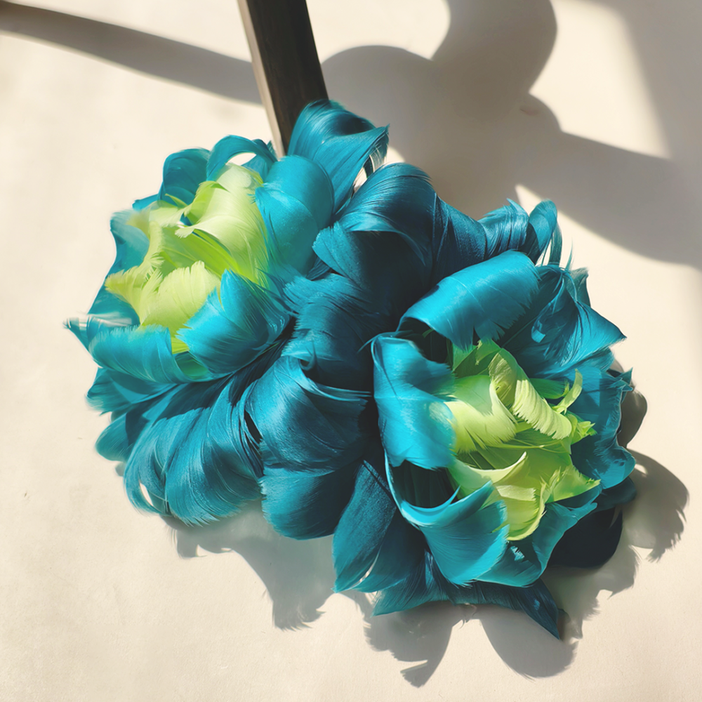 RM1735 Curled Goose Feather Twin Peony Mount for Ascot & Derby Millinery
