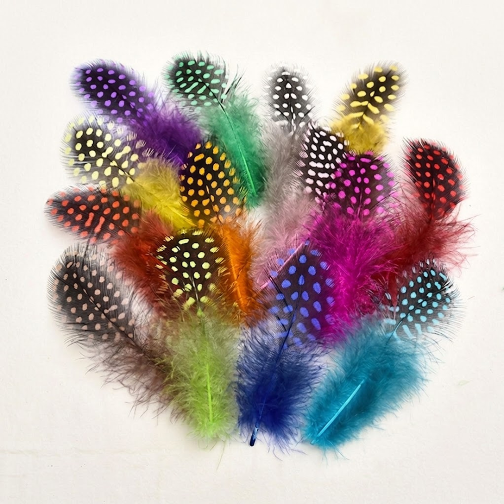 FEA1030 Natural Spotted Guinea Fowl Feathers for Ascot Derby Millinery 50pcs/pack