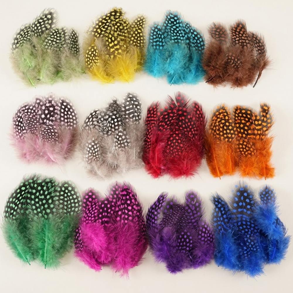 FEA1030 Natural Spotted Guinea Fowl Feathers for Ascot Derby Millinery 50pcs/pack
