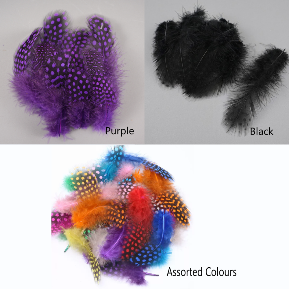 FEA1030 Natural Spotted Guinea Fowl Feathers for Ascot Derby Millinery 50pcs/pack