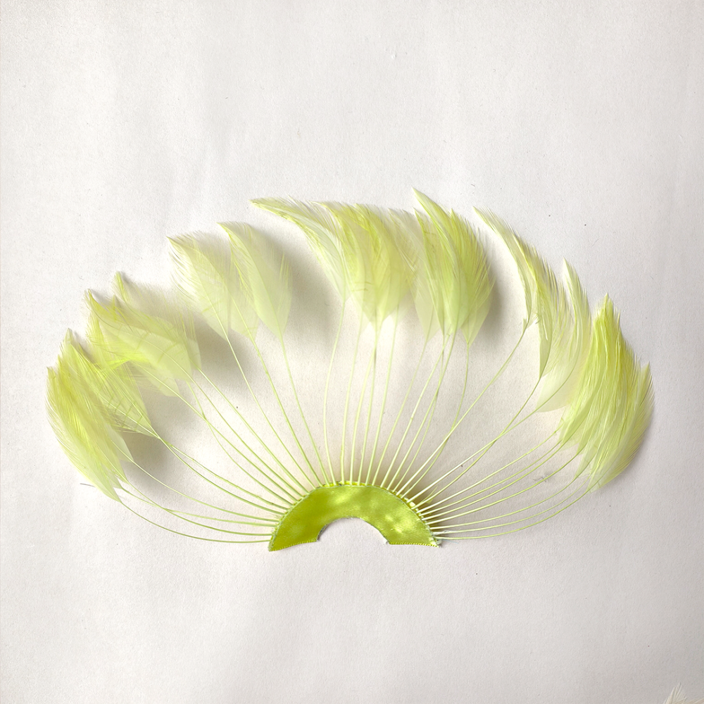 RHW-H02 Stripped Goose Hackle Feather Fan Mount for Couture & Millinery