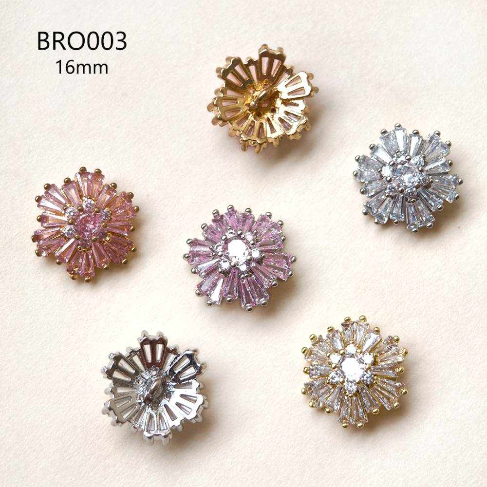 Micro Pave CZ Crystal Geometric Embellishments with Rear Shank Loop for Couture Millinery