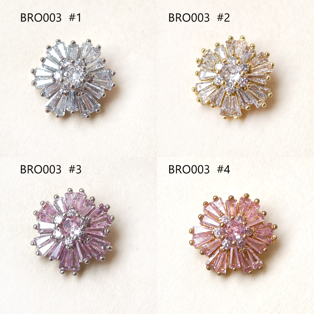 Micro Pave CZ Crystal Geometric Embellishments with Rear Shank Loop for Couture Millinery