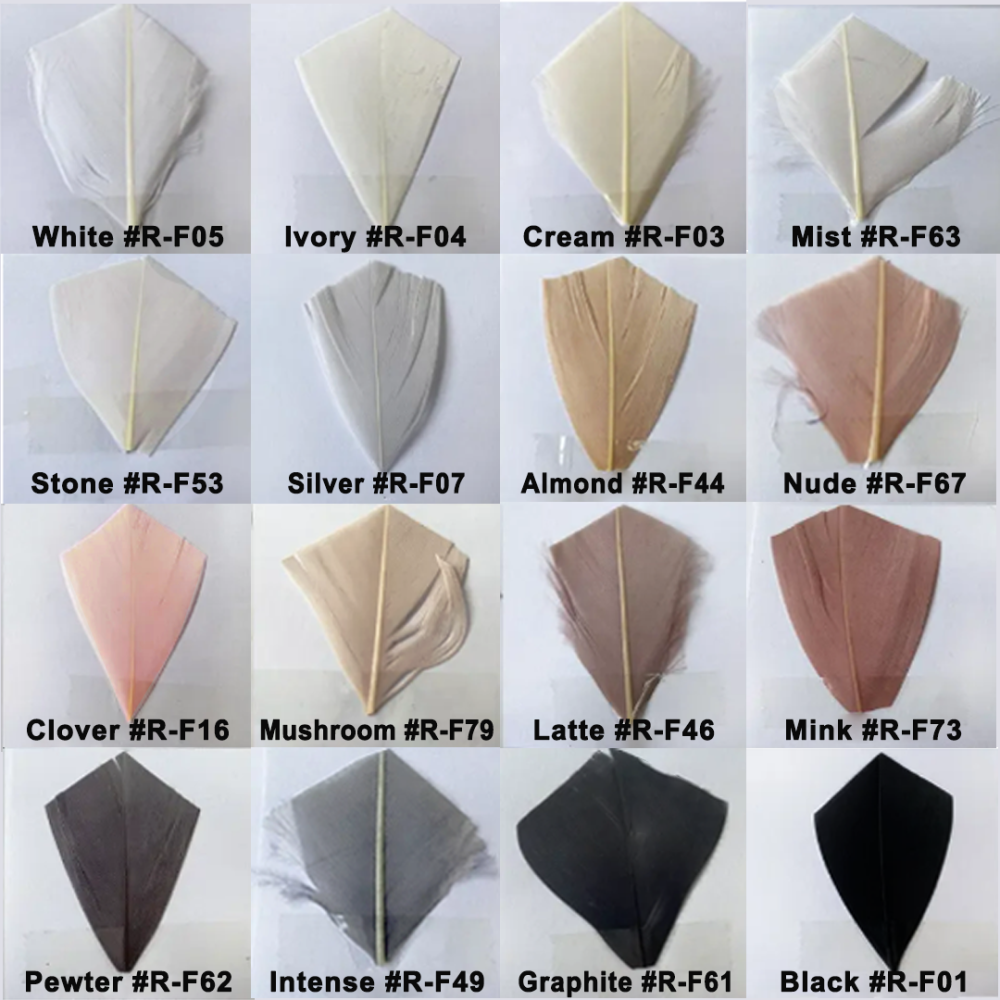RM1012 Long Pointed Petal Feather Fascinator Flower Diamond-Cut Goose Feather Twisted Millinery Mount for Millinery & Couture Hats | 80+ Colours | No MOQ