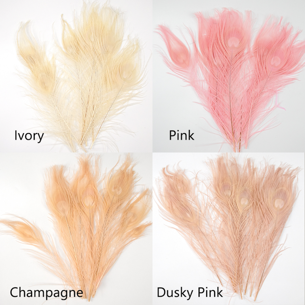 FEA1007-S Bleached & Hand-Dyed Peacock Eye Feather Plumes 25-30cm