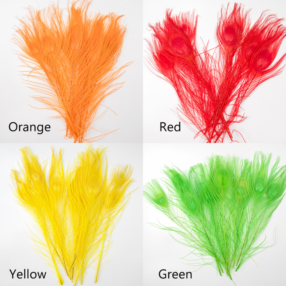 FEA1007-S Bleached & Hand-Dyed Peacock Eye Feather Plumes 25-30cm