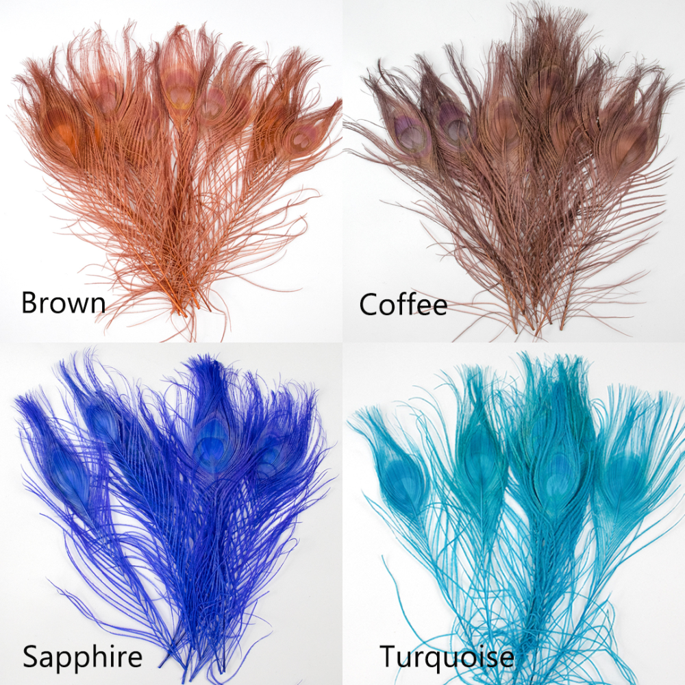 FEA1007-S Bleached & Hand-Dyed Peacock Eye Feather Plumes 25-30cm