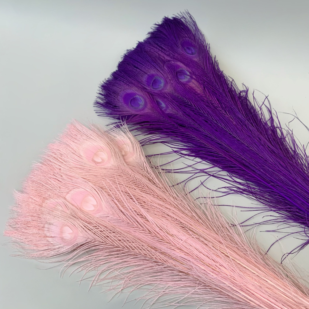 FEA1031 Dramatic Bleached Peacock Feathers in 11 Colors for Ascot & Derby 50-60cm