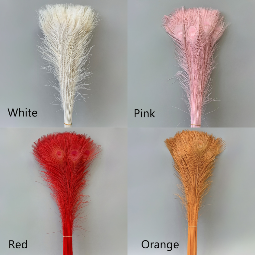 FEA1031 Dramatic Bleached Peacock Feathers in 11 Colors for Ascot & Derby 50-60cm