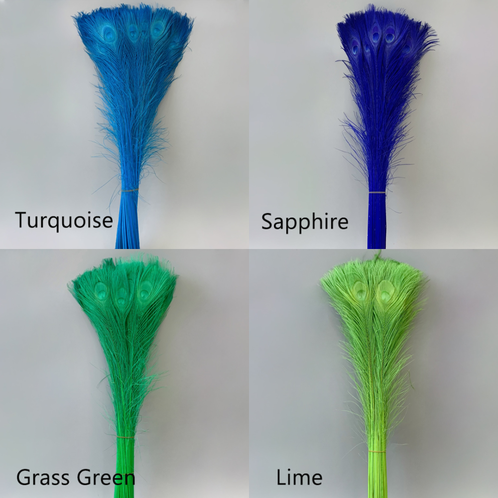 FEA1031 Dramatic Bleached Peacock Feathers in 11 Colors for Ascot & Derby 50-60cm