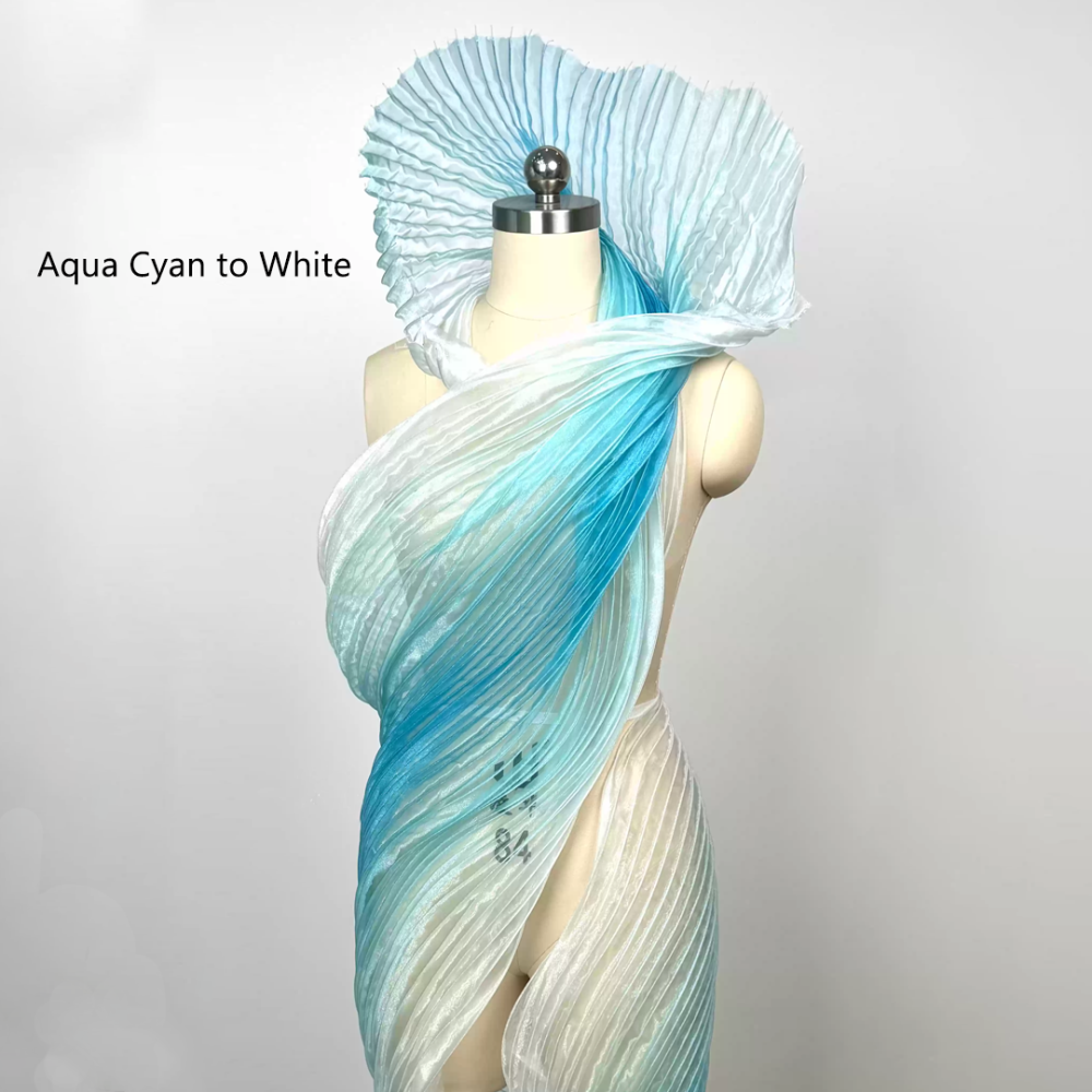 SFB1812-Ombré Sculptural Boned Pleated Organza Fabric for Couture 110cm Width One Yard