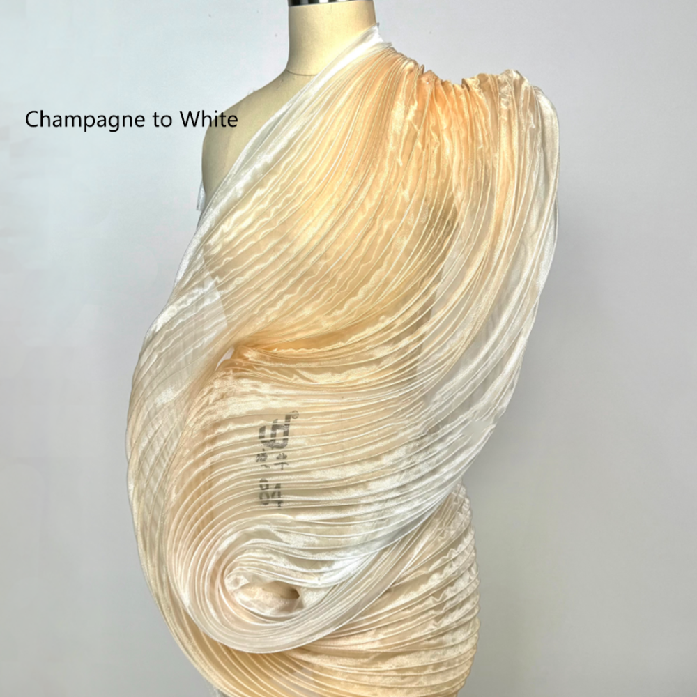 SFB1812-Ombré Sculptural Boned Pleated Organza Fabric for Couture 110cm Width One Yard