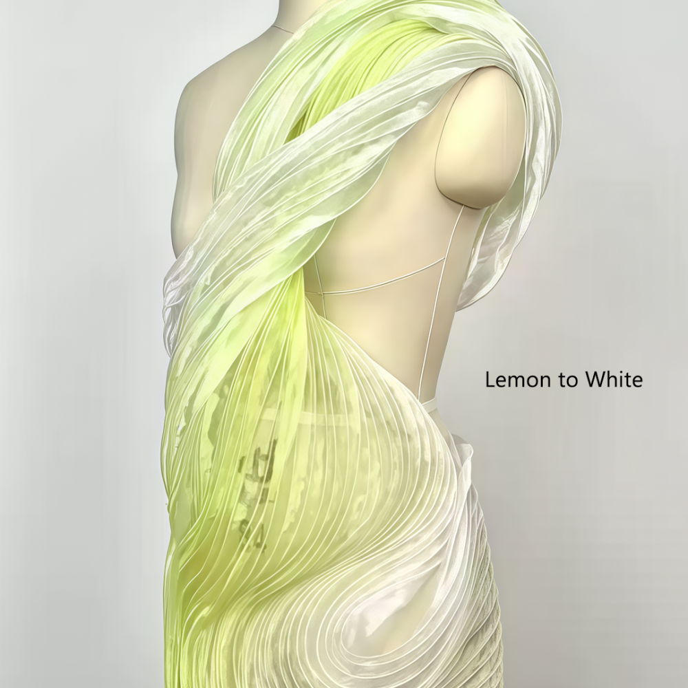 SFB1812-Ombré Sculptural Boned Pleated Organza Fabric for Couture 110cm Width One Yard