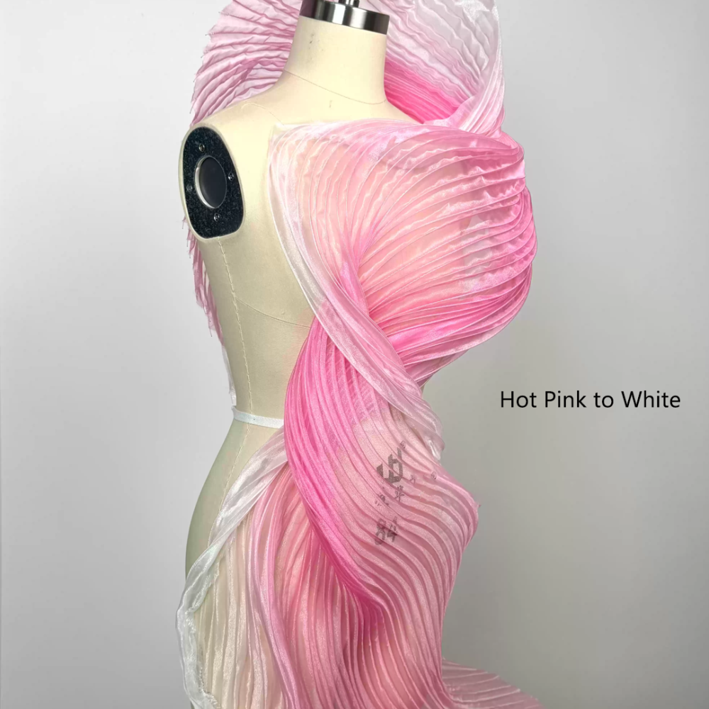 SFB1812-Ombré Sculptural Boned Pleated Organza Fabric for Couture 110cm Width One Yard