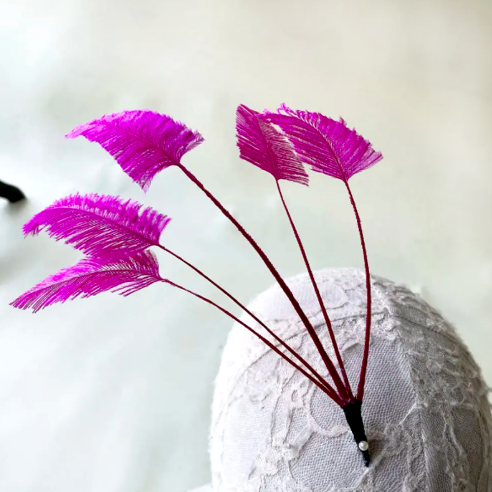 RM1707 Fan Trimmed Ostrich Feather Plume Spray for Millinery Race Day Headpieces