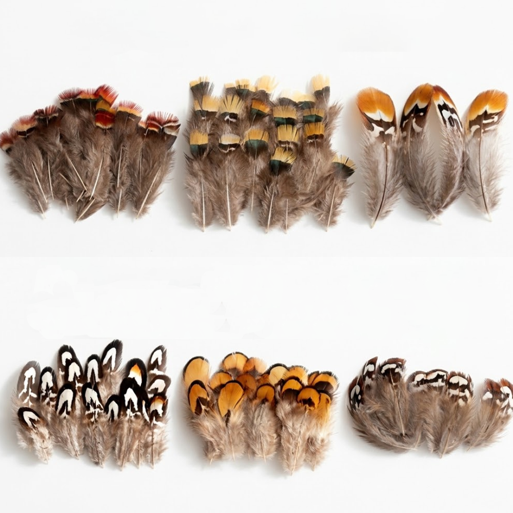 FEA1021-PH04 Geometric Patterned Pheasant Plumage Feathers for Millinery & Derby Headwear 50pcs/ pack