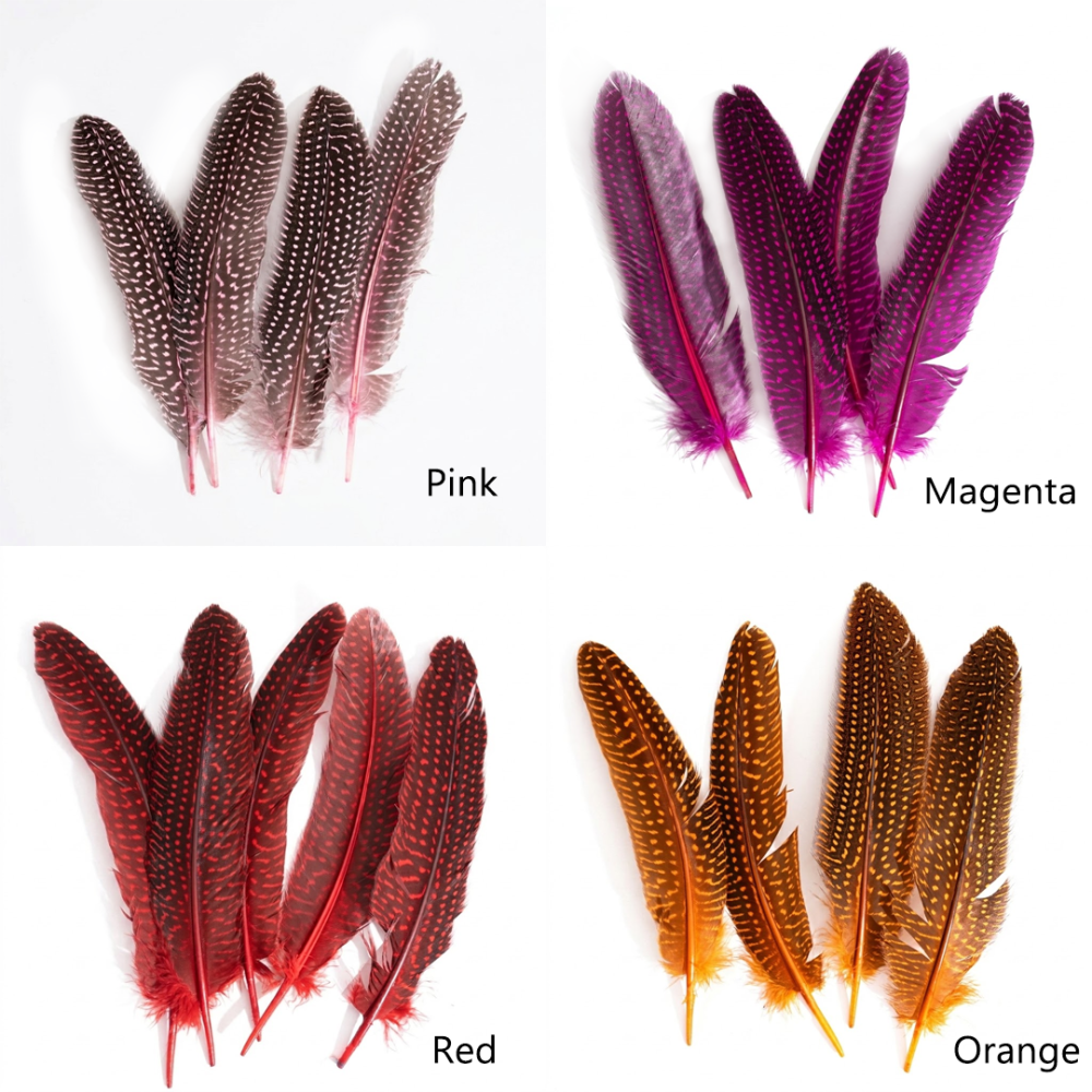 FEA1044 Graphic Spotted Guinea Fowl Wing Feathers for Couture Millinery & Racing Headwear 10pcs/ pack