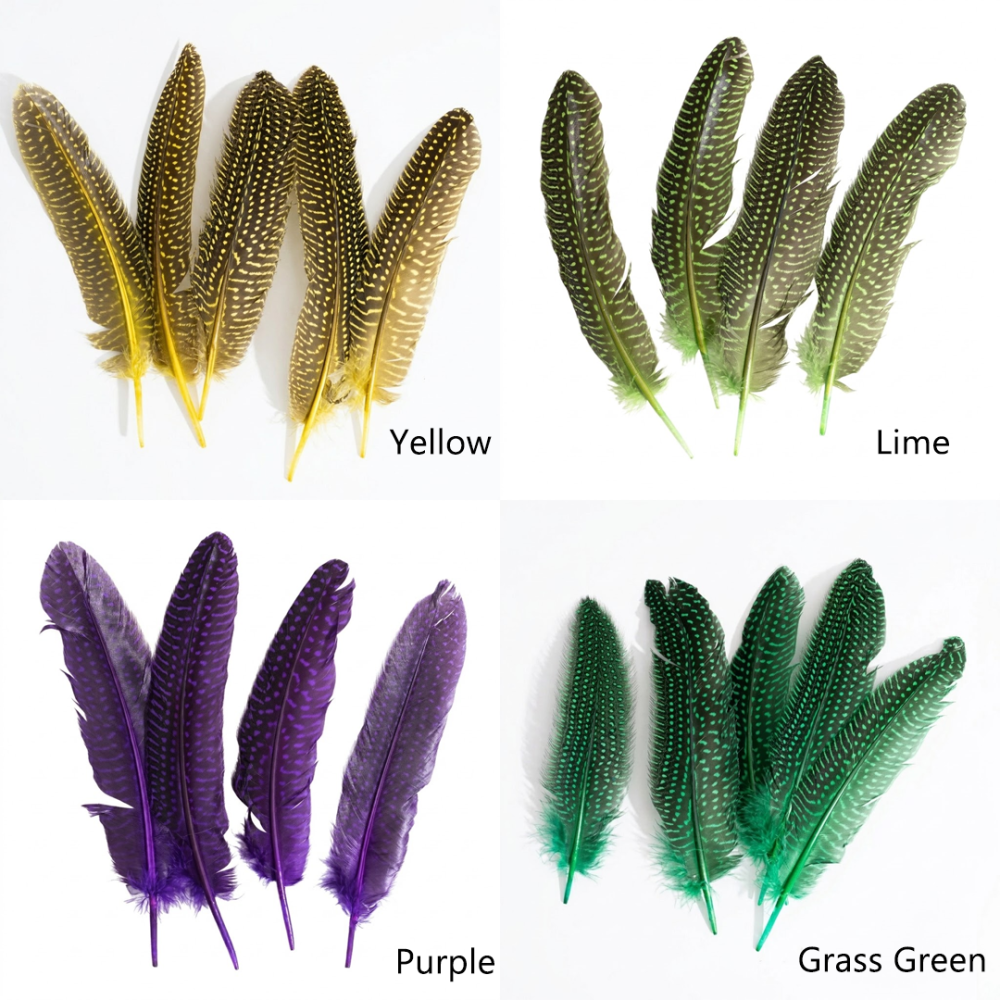 FEA1044 Graphic Spotted Guinea Fowl Wing Feathers for Couture Millinery & Racing Headwear 10pcs/ pack