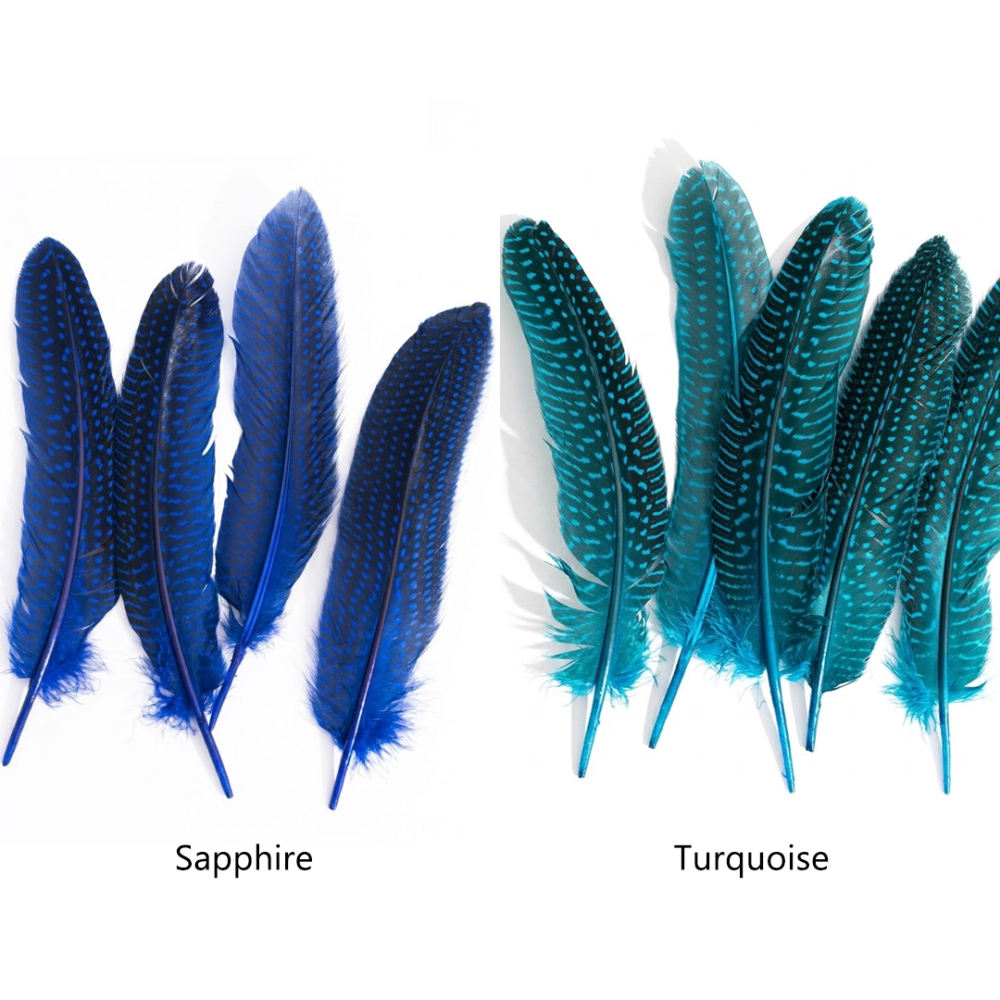 FEA1044 Graphic Spotted Guinea Fowl Wing Feathers for Couture Millinery & Racing Headwear 10pcs/ pack