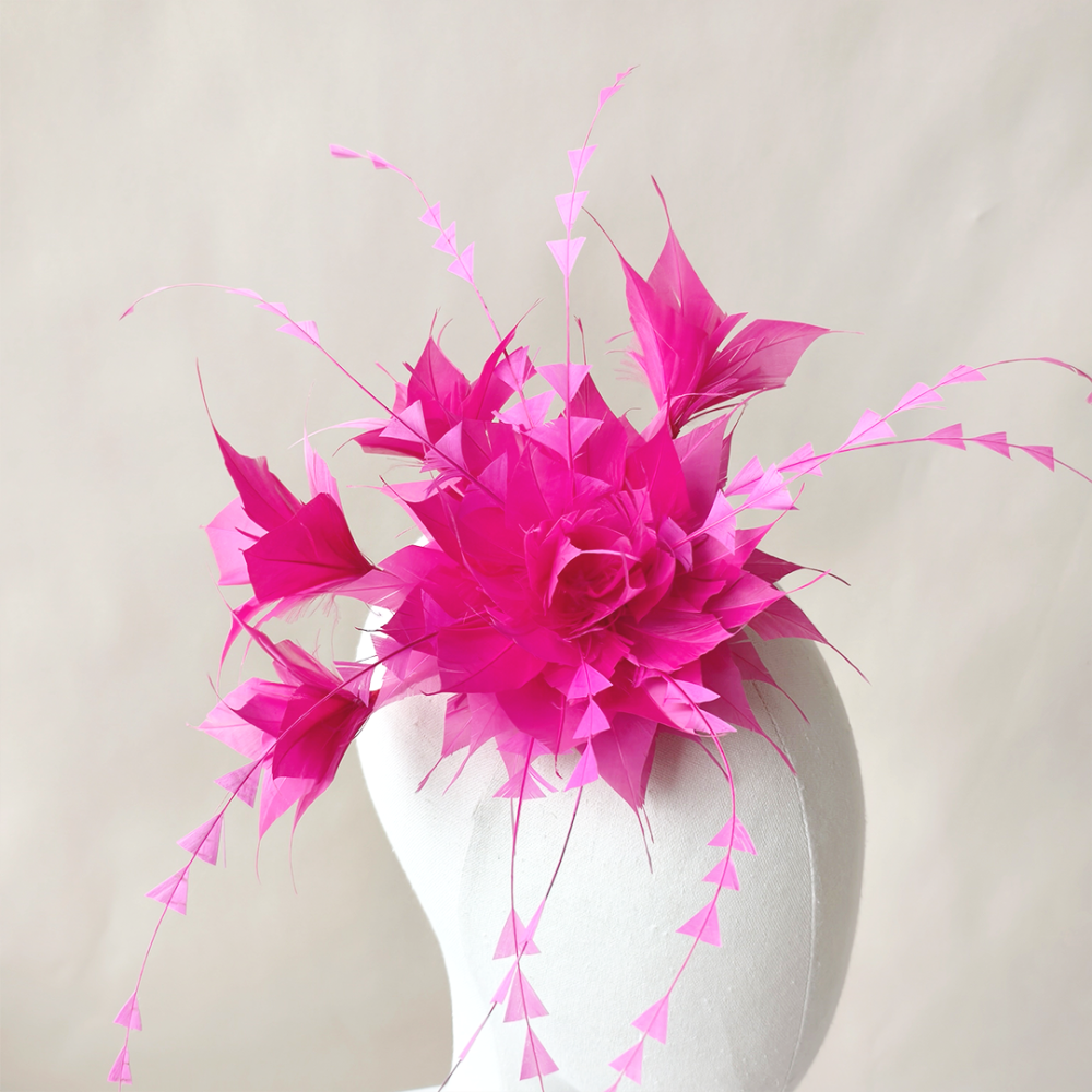 RB148 Geometric Cut Goose & Coque Feather Bloom for Raceday Millinery & Couture Headwear