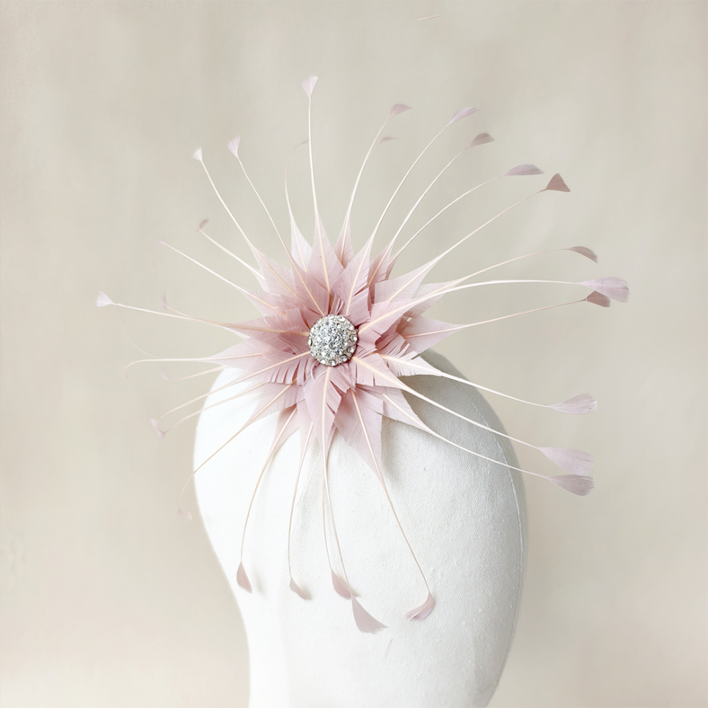 RB150 Sunburst Trimmed Goose Feather Starburst Mount for Race Day, Bridal & Occasion Hats
