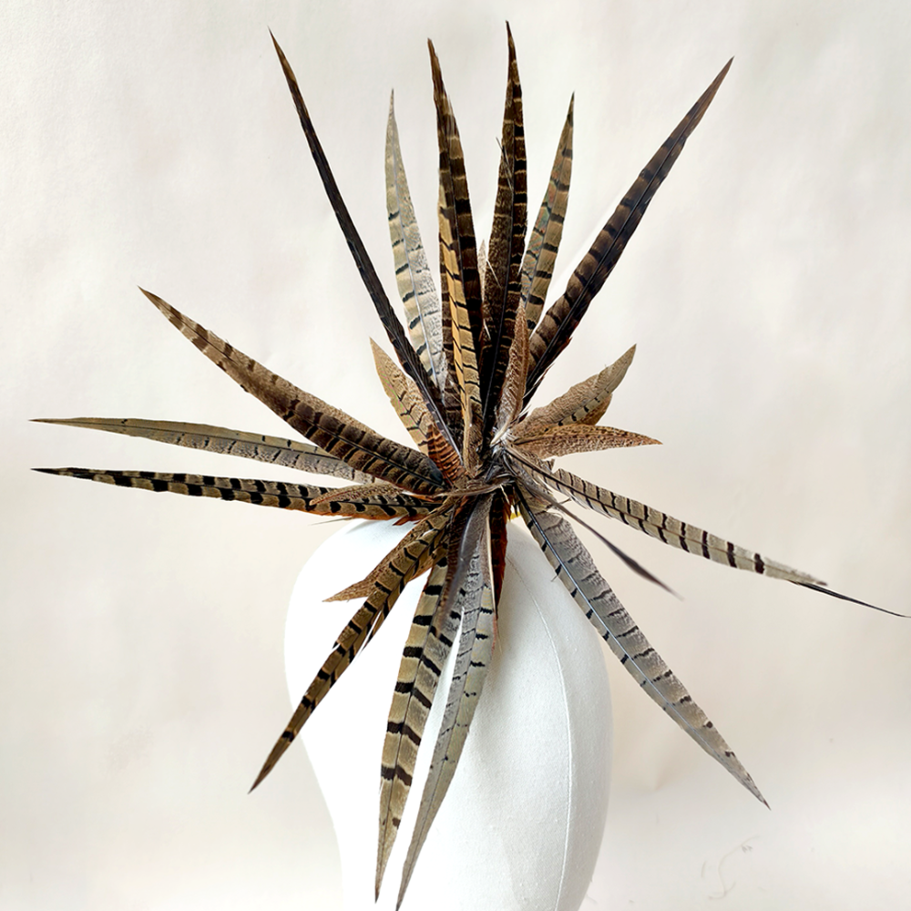 RM1739 Organic Pheasant Feather Millinery Flower for Derby & Bridal Couture
