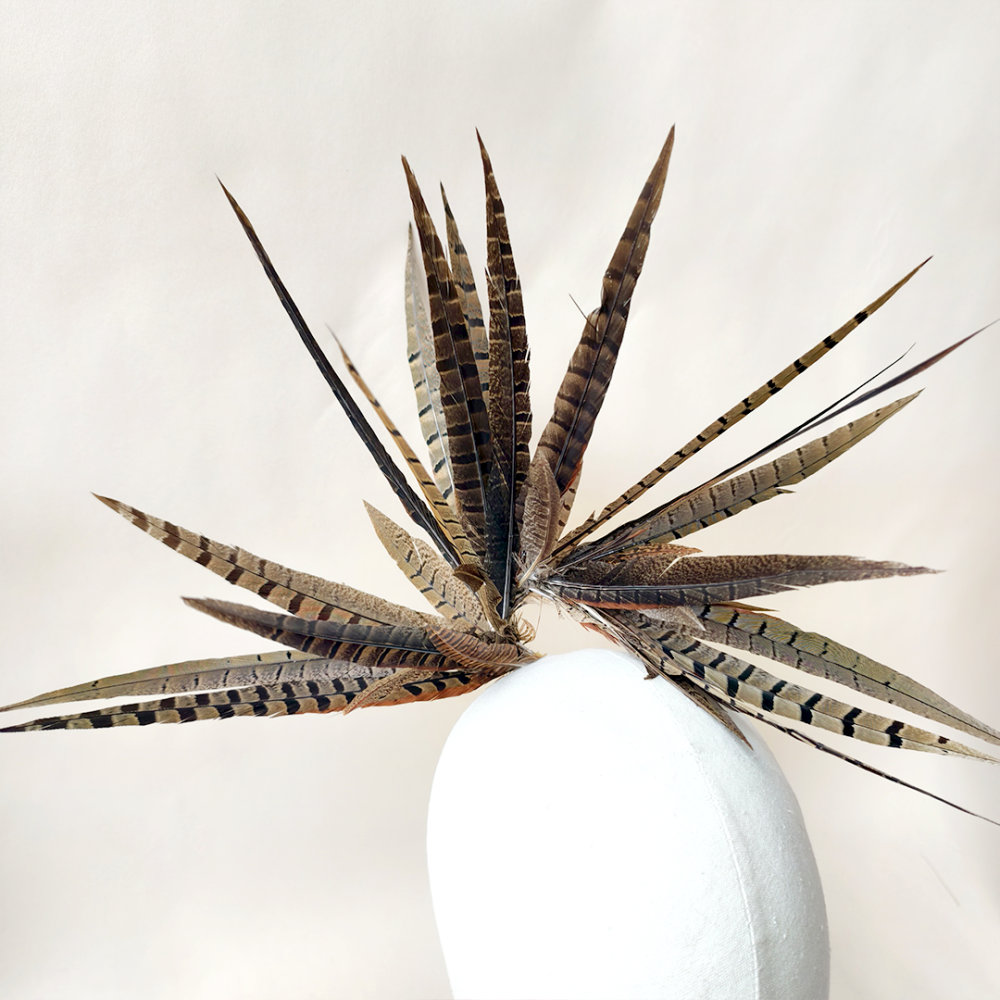 RM1739 Organic Pheasant Feather Millinery Flower for Derby & Bridal Couture