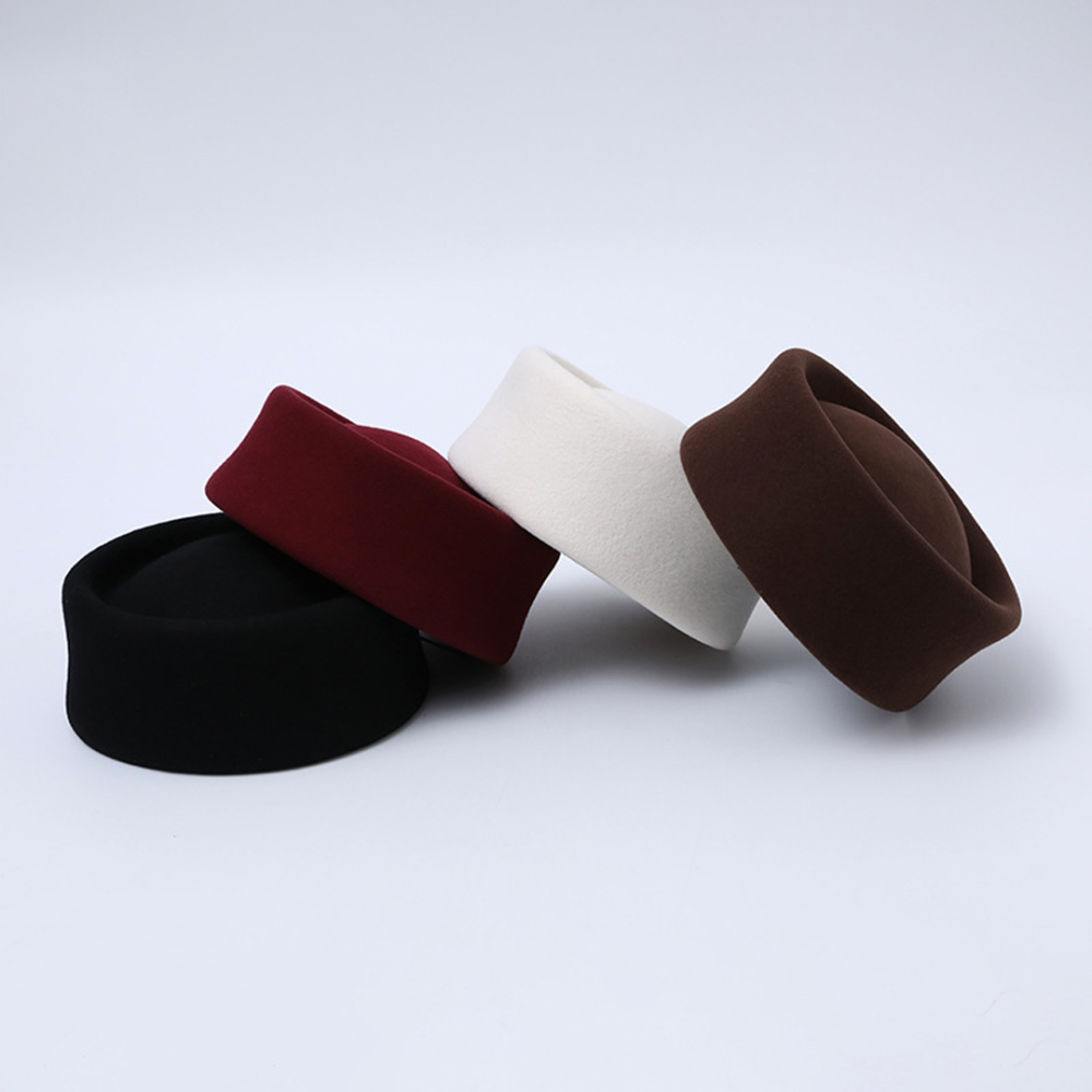 HBM083 Classic Bumper Pillbox Base 100% Wool Felt for Winter Couture & Autumn Racing