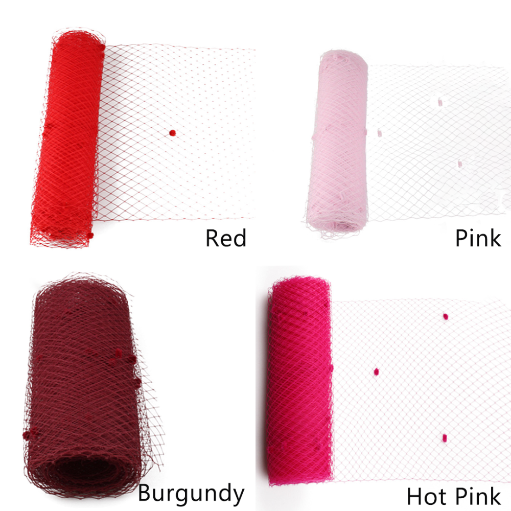 CH003 Flocked Dot Merry Widow Veiling 25cm French Netting for Derby & Bridal